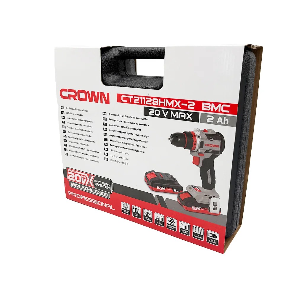 Дрель-шуруповерт аккумуляторная CROWN CT21128HMX-2 BMC