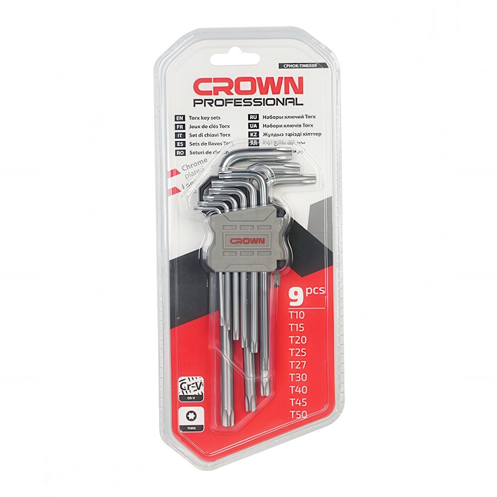 Набор ключей Torx CROWN T10-T50 9шт длинные CPHOK-TMBX09